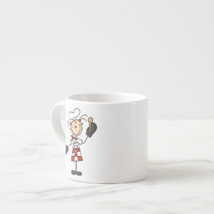 Vrouwelijke Chef Met Ovenwanten en Houten Lepel Espresso Kop