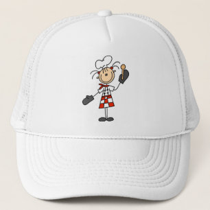 Vrouwelijke Chef met Ovenwanten T-shirts en Cadeau Trucker Pet