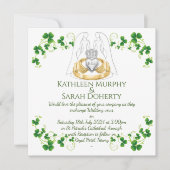 Vrouwelijke Claddagh-ring en klavertjes & Shamrock Kaart (Voorkant)