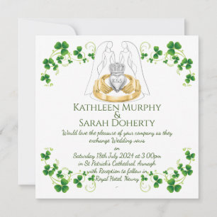 Vrouwelijke Claddagh Ring & Shamrocks Kaart