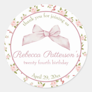 Vrouwelijke Coquette  Bloemen Verjaardagsfeest Ronde Sticker