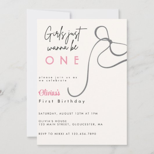 Vrouwelijke Coquette Waterverf Roze Zoete Strik Kaart (Voorkant)