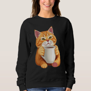 Vrouwelijke Cute Ginger Kat Coffee Grafisch  Trui