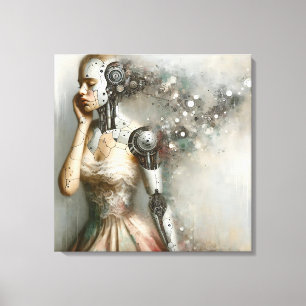 Vrouwelijke Cyborg Vrouw Ai Kunst Canvas Afdruk