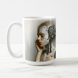 Vrouwelijke Cyborg Vrouw Ai Kunst Koffiemok