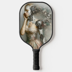 Vrouwelijke Cyborg Vrouw Ai Kunst Persoonlijk Pickleball Paddle