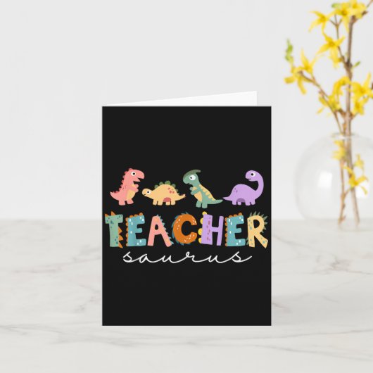 Vrouwelijke dinosaurleraar Teachersaurus Rex Funny Kaart (Gele Bloem)