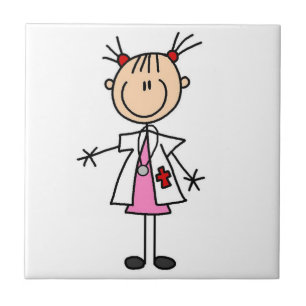 Vrouwelijke dokter stickfigure tegeltje