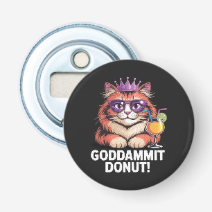 Vrouwelijke Donut Prinses Kat Meme Button Flesopener