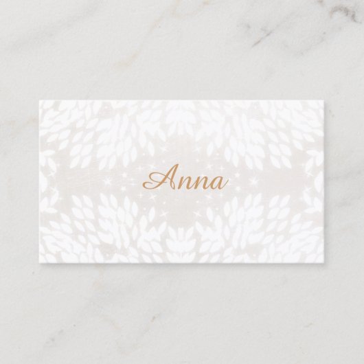 Vrouwelijke en Elegante Chique Witte Bladeren Visitekaartje (Voorkant)