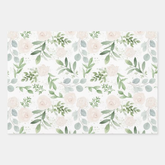 Vrouwelijke Eucalyptus & Blush Wrapping Papier Bla Inpakpapier Vel (Voorkant)