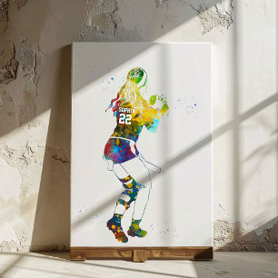 Vrouwelijke flagfootballspeler canvas afdruk