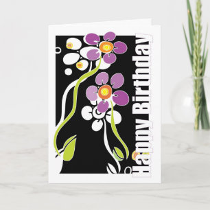 Vrouwelijke gelukkige Verjaardag, Paarse bloemen Kaart