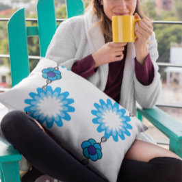 Vrouwelijke Geometrische Blauwe Bloesem petale sym Kussen