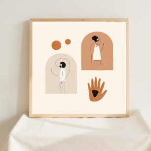 Vrouwelijke Geometrische Lijnkunst Set VI Poster