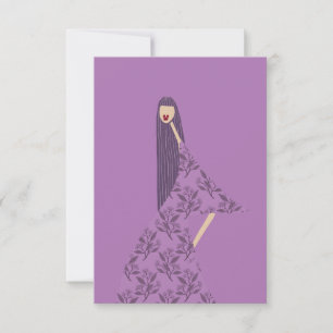 Vrouwelijke Glam Bloemige Mode Illustratiekaart Bedankkaart