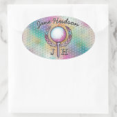 Vrouwelijke Golfer Aangepast Monogram Ontwerp Ovale Sticker (Tas)