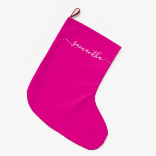 Vrouwelijke handtekening naam hete roze grote kerstsok