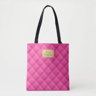 Vrouwelijke Hot Pink Quilted Patroon Naam Draagtas