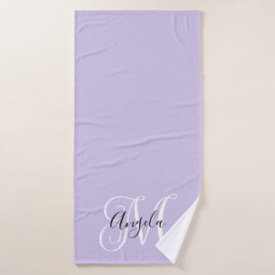 Vrouwelijke kalligrafie monogram bleke lavendel badhanddoek
