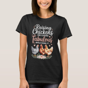 Vrouwelijke kippenboer citaat oogst humor boerderi t-shirt