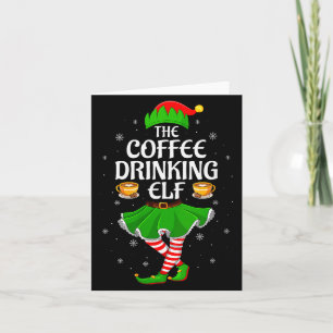 Vrouwelijke Koffie Drinkende Elf Kerst Meisjes Vro Kaart