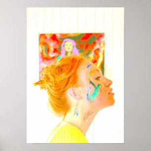 Vrouwelijke kunstenaar poserend poster