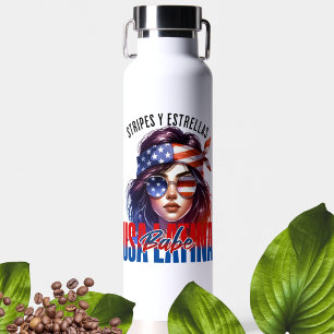 Vrouwelijke Latina 4 juli Onafhankelijkheidsdag Ko Waterfles