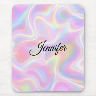 Vrouwelijke, levendige, pastel holografisch spiraa muismat