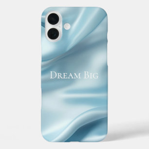 Vrouwelijke Lichtblauwe Faux Satin iPhone 16 Plus Hoesje