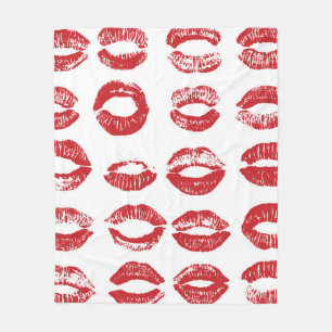 Vrouwelijke lippen hebben een set. Met de hand get Fleece Deken