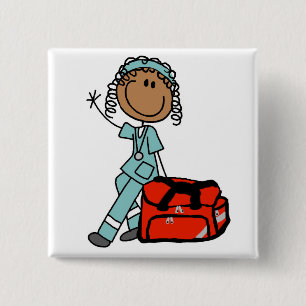 Vrouwelijke longverpleegkundige of EMT Vierkante Button 5,1 Cm