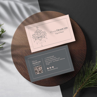 Vrouwelijke Lotus boho Yoga Pilates QR Code Blush Visitekaartje