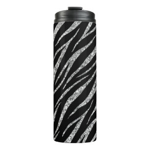 Vrouwelijke luxe zwart & zilver klassieke zebrapri thermosbeker