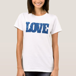Vrouwelijke meisjes houden van blauwe sequenties t-shirt