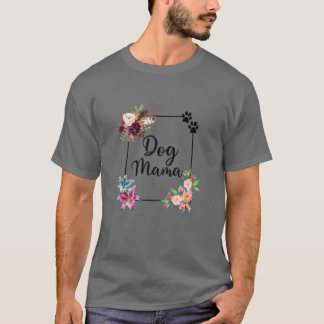 Vrouwelijke moeder bloemen hond hond t-shirt