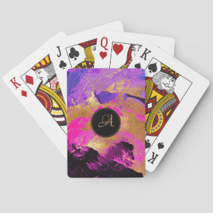 Vrouwelijke monogram kunstzinnig elegant abstract  pokerkaarten