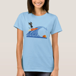 Vrouwelijke Moppende Golf van Blauwe Katten voor K T-shirt