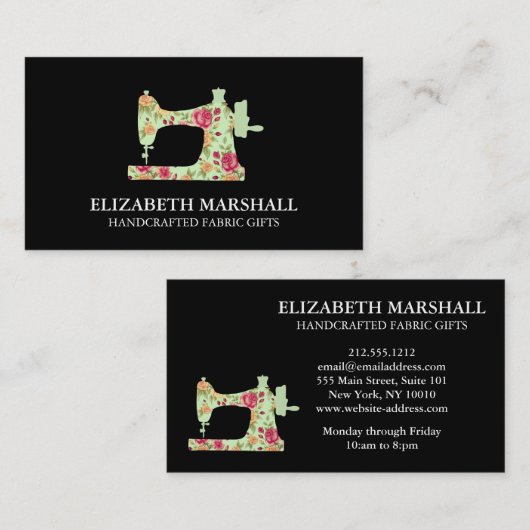  Vrouwelijke Naaimachine Handgemaakte Crafter Visitekaartje (Voorkant / Achterkant)