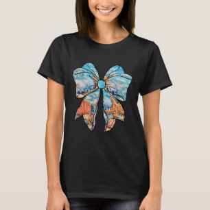Vrouwelijke Oceaan Coquette Strik Zomer Kuststrand T-shirt