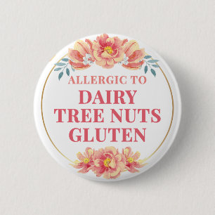 Vrouwelijke Oranje Roos Bloemvoedsel Allergie Ronde Button 5,7 Cm
