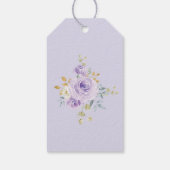 Vrouwelijke paarse goudwaterverfrozen feestgunsten cadeaulabel (Achterkant)