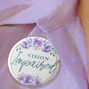 Vrouwelijke Paarse Roos Bloemendecor Schrift Visue Ronde Button 5,7 Cm