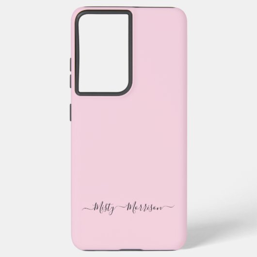 Vrouwelijke pastel roze met script aangepaste naam samsung galaxy hoesje (Achterkant)