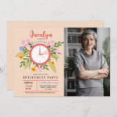 Vrouwelijke pensionering Off The Clock Bloemrijke Kaart (Voorkant / Achterkant)