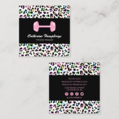 Vrouwelijke Personal Trainer Leopard Print Vierkante Visitekaartje (Voorkant / Achterkant)