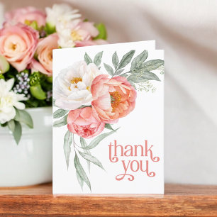 Vrouwelijke Perzik Bloemen Dank u Bedankkaart