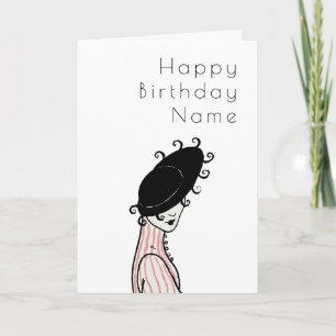 vrouwelijke Pet Elegant Art Deco Birthday Card Kaart