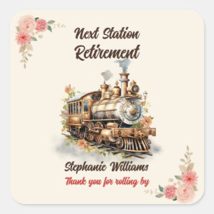 Vrouwelijke Reis Vintage Trein Pensioenfeest Vierkante Sticker