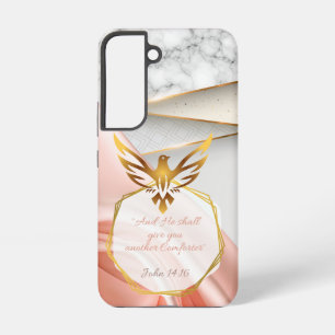 Vrouwelijke Religieuze Roze Satijn Marmer Gouden D Samsung Galaxy Hoesje